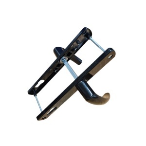 Maner usa, aluminiu, cu arc, latime sild 35mm, interax 92mm, negru, reversibil, tija si suruburi incluse, Glasspandoor - Img 3