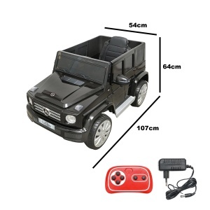Masinuta electrica cu baterie 6V/7Ah si telecomanda pentru copii Mercedes G500 JJ2077 negru cu scaun piele, DISLF38, LEAN CARS