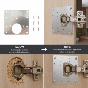 Placa reparatie fixare balama mobilier 35mm otel inoxidabil, DISVE76 - Img 3