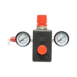 Presostat compresor aer 220V, regulator cu 2 manometre 12 bar, BK76309 - Img 2