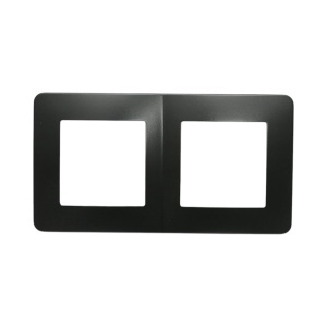 Rama dubla neagra PC priza si intrerupator 150x83mm, DISRP71