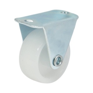 Roata fixa 30x14mm fara frana, polipropilena alba, placa otel 37x19mm 15kg, DISVF92