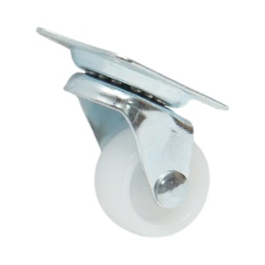 Roata pivotanta 25x14mm fara frana, polipropilena alba, placa otel 39x33mm 10kg, DISVF85 - Img 5