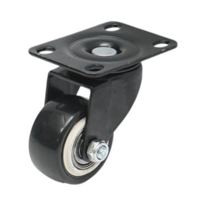 Roata pivotanta 42x21mm fara frana, PVC negru, placa otel 60x43mm 30kg, DISVG02