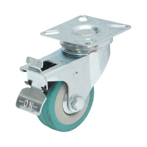 Roata pivotanta 50x16mm cu frana, cauciuc plin albastru, placa otel 50x50mm 27kg, DISVF80