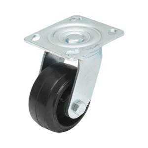 Roata pivotanta industriala 100x50mm fara frana, cauciuc plin negru, placa otel 115x100mm 100kg, DISVG20