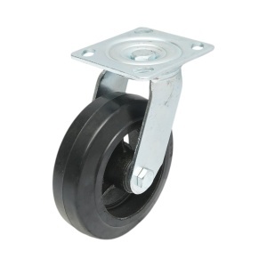 Roata pivotanta industriala 150x50mm fara frana, cauciuc plin negru, placa otel 115x100mm 200kg, DISVG22