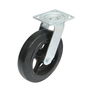Roata pivotanta industriala 200x50mm fara frana, cauciuc plin negru, placa otel 115x100mm 220kg, DISVG23