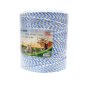 Rola fir alb-albastru 3mm insertie metalica 3x0.2mm SS, rezistenta 7.8 Ohm/m, 1000m gard electric, Cod: M87Z656, Brand: MEZOFARM - Img 3