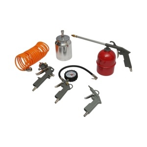 Set 5 piese aer comprimat vopsit, suflat, umflat, spalat cu furtun spiralat 5m, Cod: BK76148, Breckner Germania - Img 2