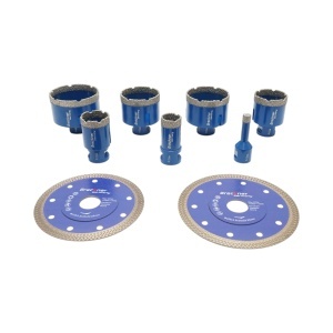Set 7 carote diamantate 10-68mm, filet interior M14 + 2 discuri 115, 125mm pentru placi ceramice, marmura, granit Breckner Germany, BRECKNER GERMANY, BK93061 - Img 4