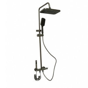 Set dus multifunctional cu termostat, 4 functii de curgere a apei, pipa cada, dus dreptunghiular tip ploaie, para de dus, dus bideu, grafit mat, aluminiu, DISVM22 - Img 4
