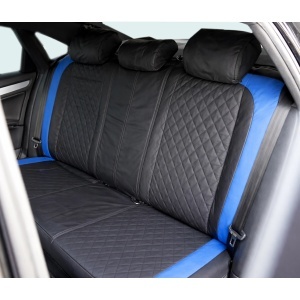 Set huse scaune auto universale Negru-Albastru Diamond, piele ecologica matlasata cu textil, fata + spate 9 piese, DISVG53 - Img 5
