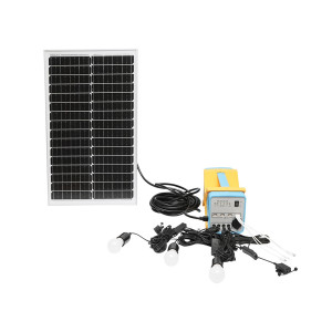 Sistem iluminat cu panou solar, baterie LifePo4 12.8V/12Ah si 3 becuri LED 3W/12V, 4 iesiri USB 5V, Cod: BK92913 Echivalență: DISEG20, Breckner Germany - Img 1