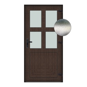 Usa Aruba, PVC & termopan, 110x180cm, tabac (wenge), dreapta, Klass, 7cm, 6 camere, sticla mata nisip alb