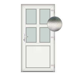 Usa Aruba, PVC & termopan, 110x210cm, alba, dreapta, Klass, 7cm, 6 camere, sticla mata nisip alb