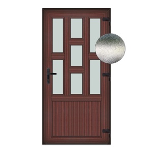 Usa Capri, PVC & termopan, 80x210cm, mahon, dreapta, Klass, 7cm, 6 camere, sticla mata nisip alb