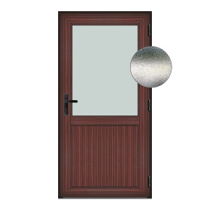 Usa Hamburg, PVC & termopan, 70x180cm, mahon, dreapta, Klass, 6cm, 4 camere, sticla mata nisip alb