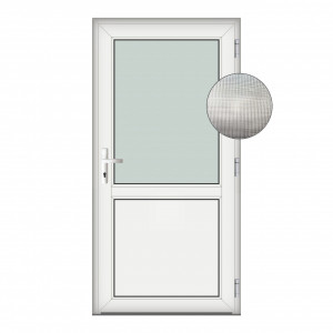 Usa Hamburg, PVC & termopan, 90x190cm, alba, dreapta, Klass, 6cm, 4 camere, sticla krizet alb mat