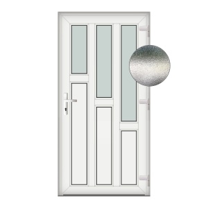 Usa Leiter, PVC & termopan, 80x210cm, alba, dreapta, Klass, 7cm, 6 camere, sticla mata nisip alb