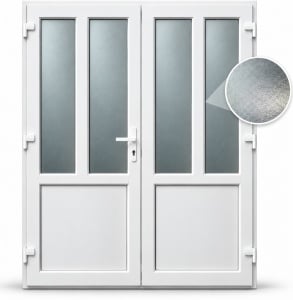 Usa T-Model Dubla, PVC & termopan, 200x180cm, alba, stanga, Klass, 7cm, 6 camere, sticla mata nisip alb