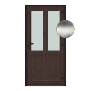 Usa T-Model, PVC & termopan, 100x180cm, tabac (wenge), dreapta, Klass, 7cm, 6 camere, sticla mata nisip alb