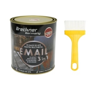 Vopsea email anticoroziva 3 in 1 pentru metal, direct pe rugina, pe baza de apa, portocaliu 2107 Amazone 750g Breckner Germany, BK00207