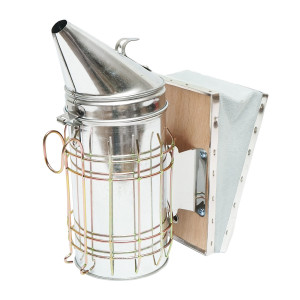 Afumator albine din inox cu cilindru scut termic si burduf din piele 190mm, Cod: DISKR83 - Img 1