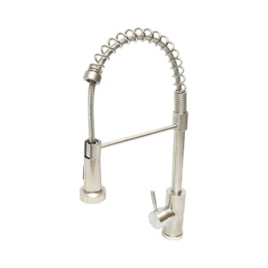 Baterie chiuveta bucatarie cu dus extractibil, arc flexibil, perlator 2 functii, inox satinat, aliaj zinc, furtunuri incluse, DISVM39