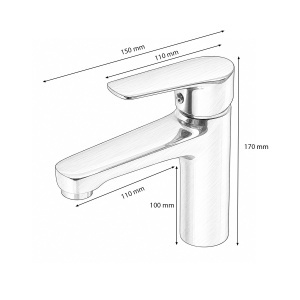 Baterie lavoar baie Premium din cupru, design rotund, monocomanda, crom lucios, furtunuri incluse, BK00142 - Img 6