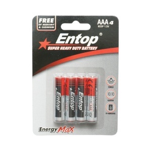 Baterie zinc-carbon AAA 1.5V R03P UM-4 4 buc/set Super Heavy Duty EnergyMax Entop, DISVN42