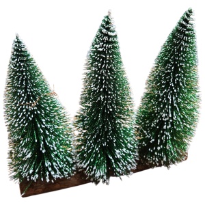 Brazi Decorativi de 20 cm cu Zăpadă Artificială pe Suport din Lemn (22cm) – Ornament de Crăciun - Img 2