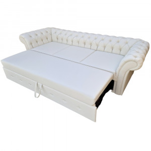 Canapea Extensibila Chesterfield, 250x100x75cm, 3 locuri, Cayenne 1112 Cream, Glasspandoor - Img 2