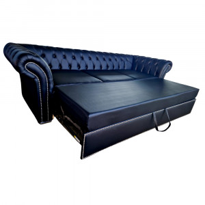 Canapea Extensibila Chesterfield, 250x100x75cm, 3 locuri, Cayenne 1114 Black, Glasspandoor - Img 2