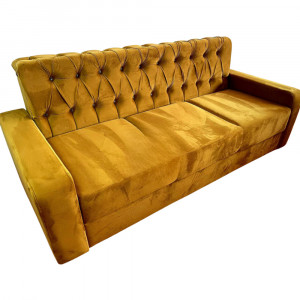 Canapea Fixa Little Chester, 3 locuri, 195x83x85cm, Velutto 08 Mustard, Glasspandoor - Img 1