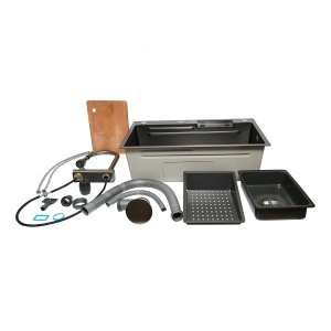 Chiuveta bucatarie multifunctionala din otel inoxidabil cu functie cascada, scurgator, tava, tocator si accesorii incluse, dimensiune 75x46x22cm, DISPK34 - Img 3