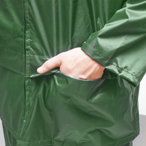 Costum impermeabil M cu gluga si pantaloni din poliester si PVC, verde, Cod: BK77418, Breckner Germany - Img 6
