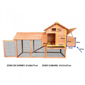 Cotet pentru pasari de curte, din lemn 2040x760x1160mm, Cod: DISCY93 - Img 3