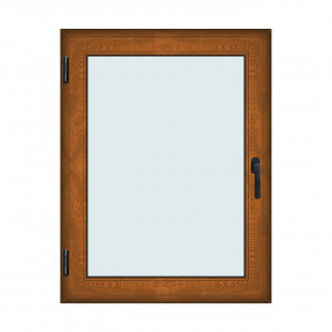 Fereastra 100x130cm, 1 canat, maro, stejar auriu, stanga si rabatare, Klass, 7cm, 6 camere, 2 garnituri