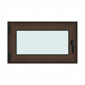 Fereastra 100x60cm, 1 canat, wenge (tabac), stanga si rabatare, Klass, 7cm, 6 camere, 2 garnituri