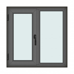 Fereastra 110x110cm, 2 canate, antracit, stanga si rabatare, Klass, 7cm, 6 camere, 2 garnituri - Img 1