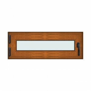 Fereastra 110x40cm, 1 canat, maro, stejar auriu, stanga si rabatare, Klass, 7cm, 6 camere, 2 garnituri