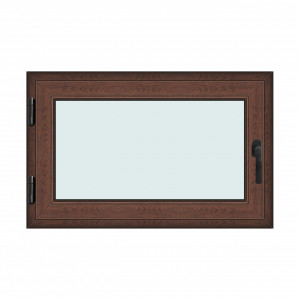 Fereastra 110x70cm, 1 canat, maro, nuc, stanga si rabatare, Klass, 7cm, 6 camere, 2 garnituri