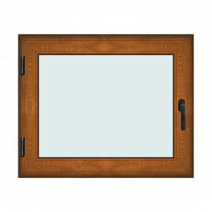 Fereastra 110x90cm, 1 canat, maro, stejar auriu, stanga si rabatare, Klass, 7cm, 6 camere, 2 garnituri