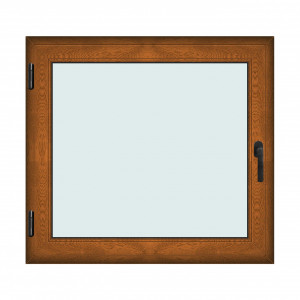 Fereastra 120x110cm, 1 canat, maro, stejar auriu, stanga si rabatare, Klass, 7cm, 6 camere, 2 garnituri - Img 1