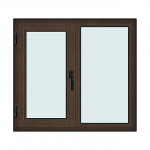 Fereastra 120x110cm, 2 canate, wenge (tabac), stanga si rabatare, Klass, 7cm, 6 camere, 2 garnituri - Img 1