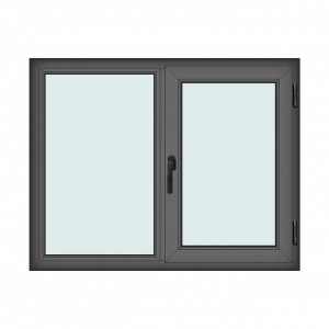 Fereastra 140x110cm, 2 canate, antracit, dreapta si rabatare, Klass, 7cm, 6 camere, 2 garnituri - Img 1