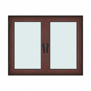 Fereastra 150x120cm, 2 canate, mahon, 2 deschideri si rabatare, cu montant fix, Klass, 7cm, 6 camere, 2 garnituri - Img 1