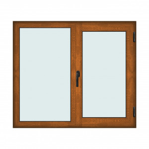 Fereastra 150x130cm, 2 canate, maro, stejar auriu, dreapta si rabatare, Klass, 7cm, 6 camere, 2 garnituri - Img 1