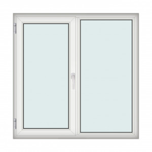Fereastra 150x150cm, 2 canate, alb, stanga si rabatare, Klass, 7cm, 6 camere, 2 garnituri - Img 1